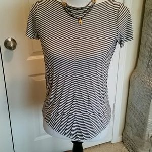 Armani navy and white striped blouse